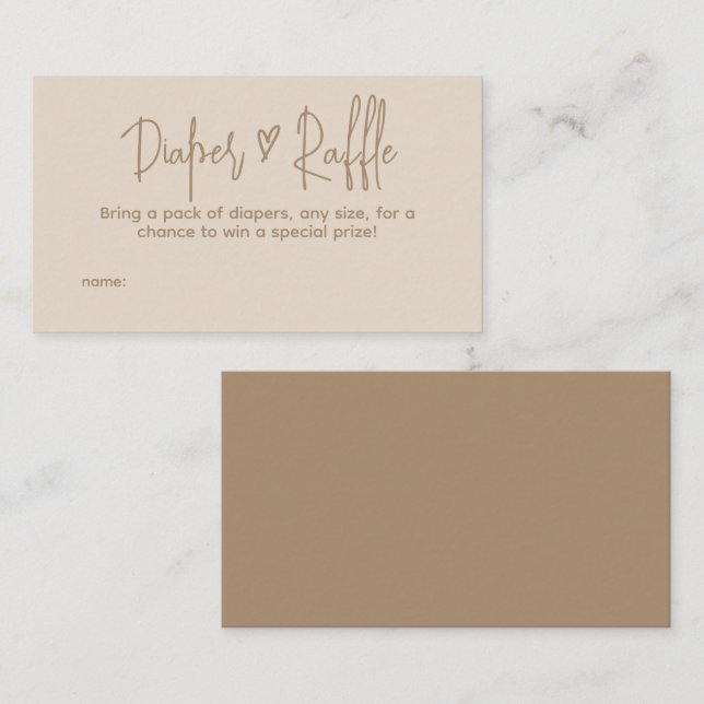 Hej Baby Minimalistisk Könsneutral Blöja Lotteri Tilläggskort (Fram/baksida)