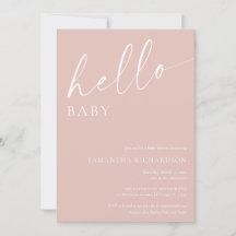Hej baby minimalistisk rosa, babydusch för barn i