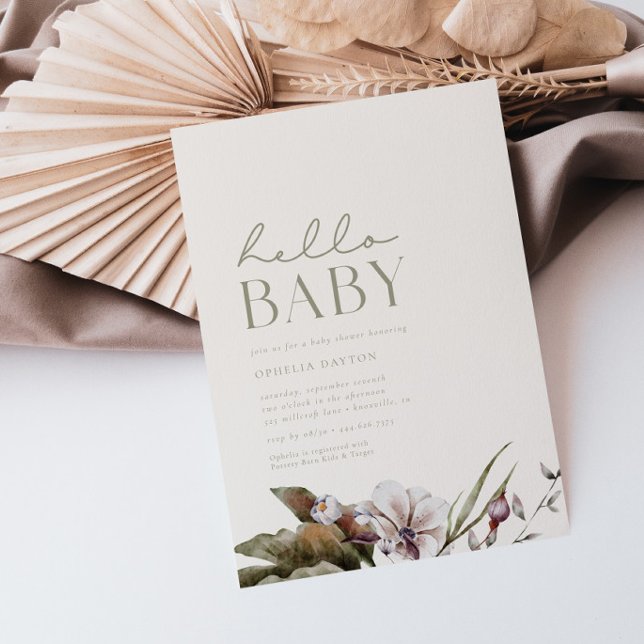 HEJ BABY | Minimalistiskt försäljnings- och elfenb Inbjudningar (Skapare uppladdad)