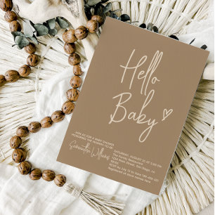 Hej Baby minimalistiskt könsuppehållande babyskor Inbjudningar