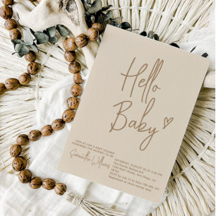 Hej Baby minimalistiskt könsuppehållande babyskor Inbjudningar