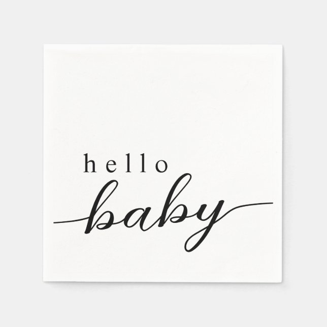 Hej Baby Modern Baby Shower Pappersservett (Framsidan)