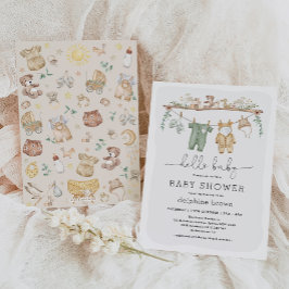 Hej Baby Modern Boho Barnkläders Neutralt Shower Inbjudningar