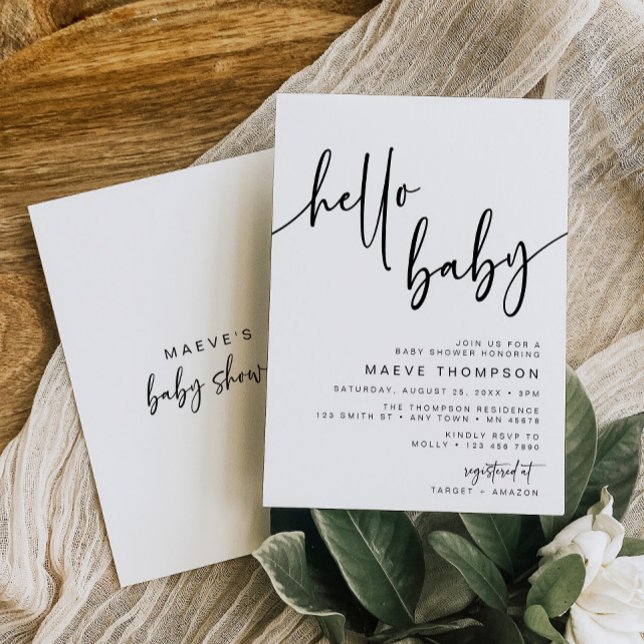 Hej Baby Modern Classic Baby Shower-inbjudan Inbjudningar (Skapare uppladdad)