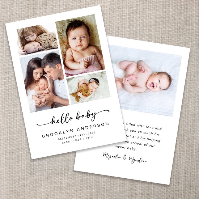 Hej Baby Modern Four Photo Birth Meddelande (Skapare uppladdad)