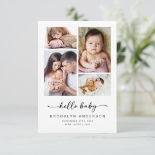 Hej Baby Modern fyra foto-födelse Meddelande