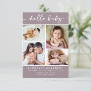 Hej Baby   Modern fyra foto-födelse Meddelande