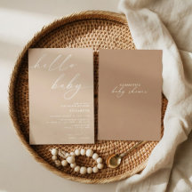 Hej Baby Modern Neutral Baby Shower Inbjudan