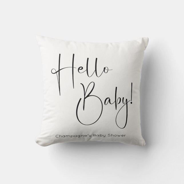 Hej Baby Modern Script Baby Shower Kudde (Framsida)