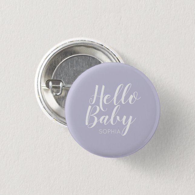 Hej Baby moderna klassiska babydusch Knapp (Framsida & baksida)