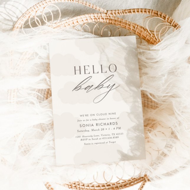 Hej Baby | Molnnius Neutral Baby Shower Inbjudningar (Skapare uppladdad)