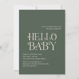 Hej Baby Moss Grönt Modern Baby Shower Inbjudningar