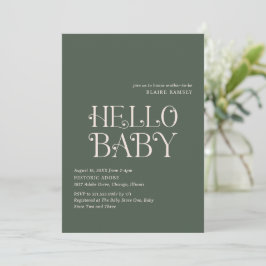 Hej Baby Moss Grönt Modern Baby Shower Inbjudningar