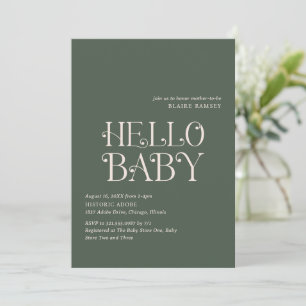 Hej Baby Moss Grönt Modern Baby Shower Inbjudningar