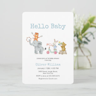 Hej Baby Musikalisk Elefantparad Baby Shower   Inbjudningar