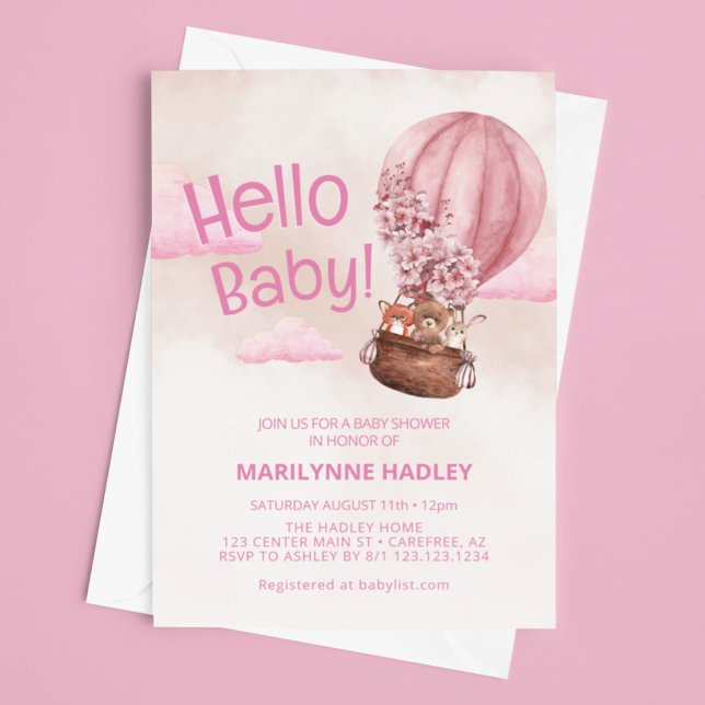 Hej Baby Nalle Rosa Shower Inbjudningar (Skapare uppladdad)