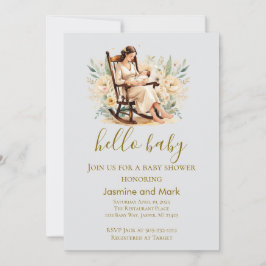 Hej Baby Neutral Mamma Och Bebis Inbjudningar