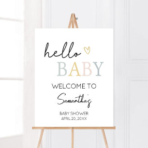 Hej Baby Neutralt - minimalistiskt välkomstmeddela Poster