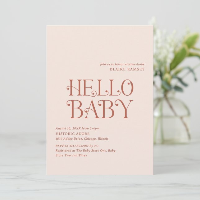 Hej Baby Neutralt Modern Baby Shower Inbjudningar (Stående Fram)