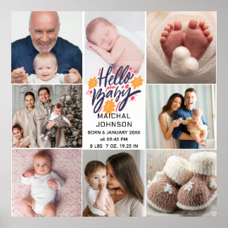 Hej Baby | Nyfödd Baby Födelsestadistik 8 Bilder Poster