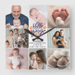 Hej Baby Nyfödd Statistik 8 Bilder Fyrkantig Klocka