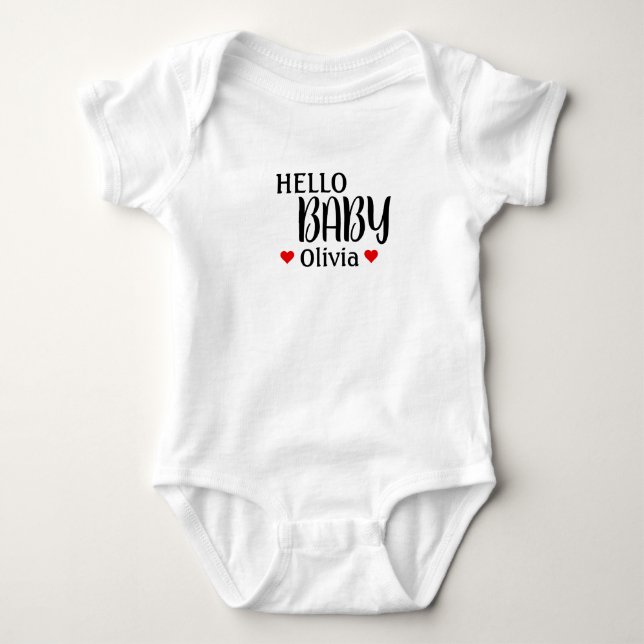 Hej Baby Olivia Röda Hjärtan T Shirt (Framsida)