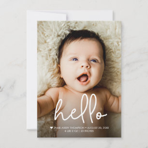 Hej Baby Photo Birth-meddelandet Tack Kort