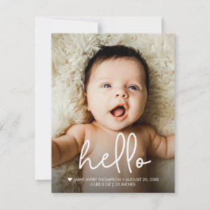 Hej Baby Photo Birth-meddelandet Tack Kort