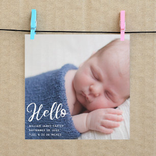 Hej Baby Photo Simple Chic Birth Notice Anteckningskort