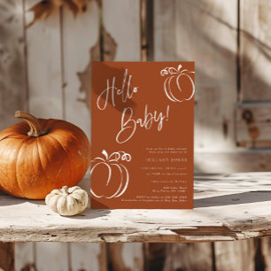 Hej Baby Pumpkin Terracotta Bohemian Baby Shower Inbjudningar