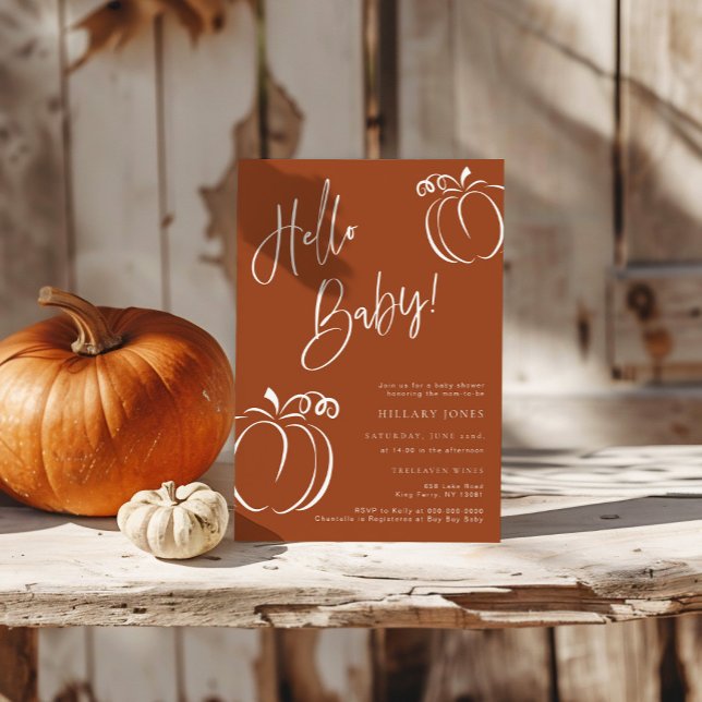 Hej Baby Pumpkin Terracotta Bohemian Baby Shower Inbjudningar (Skapare uppladdad)