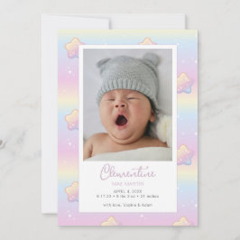 Hej Baby Rainbow Anpassningsbar Photo Birth Notice Inbjudningar