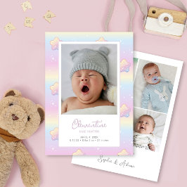 Hej Baby Rainbow Anpassningsbar Photo Birth Notice Inbjudningar