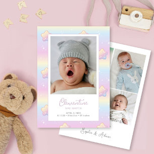Hej Baby Rainbow Anpassningsbar Photo Birth Notice Inbjudningar