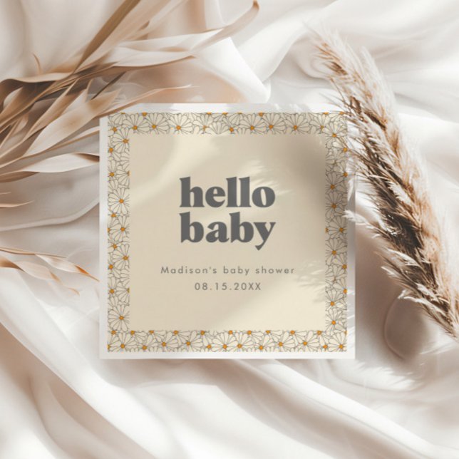 Hej Baby Retro Boho Daisy Anpassningsbar  Pappersservett (Skapare uppladdad)