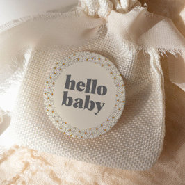 Hej Baby Retro Boho Daisy Anpassningsbar  Runt Klistermärke