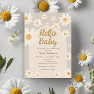 Hej Baby Retro Boho Daisy Baby Shower-inbjudan Inbjudningar
