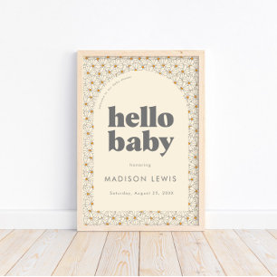 Hej Baby Retro Boho Daisy Välkommen Poster