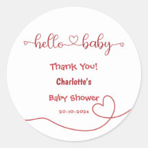 Hej Baby Röda Hjärtat Minimal Baby Shower