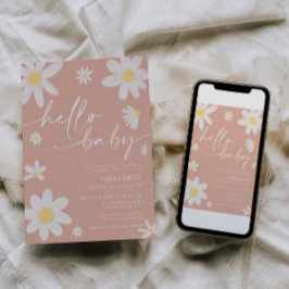 Hej Baby Rosa Daisy Baby Shower-inbjudan för för Inbjudningar