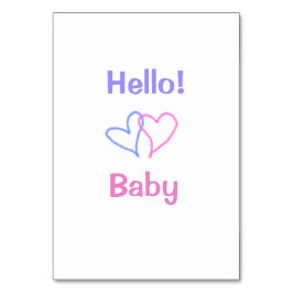 Hej baby rosa lila hjärta namn vattenfärgboho bordsnummer