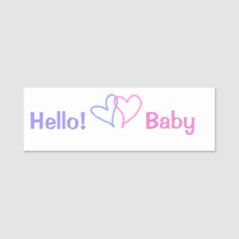 Hej baby rosa lila hjärta namn vattenfärgboho namnbricka