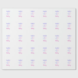 Hej baby rosa lila hjärta namn vattenfärgboho presentpapper