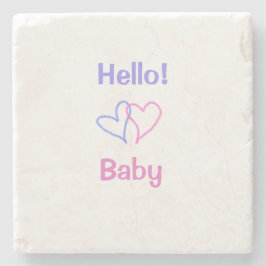 Hej baby rosa lila hjärta namn vattenfärgboho stenunderlägg