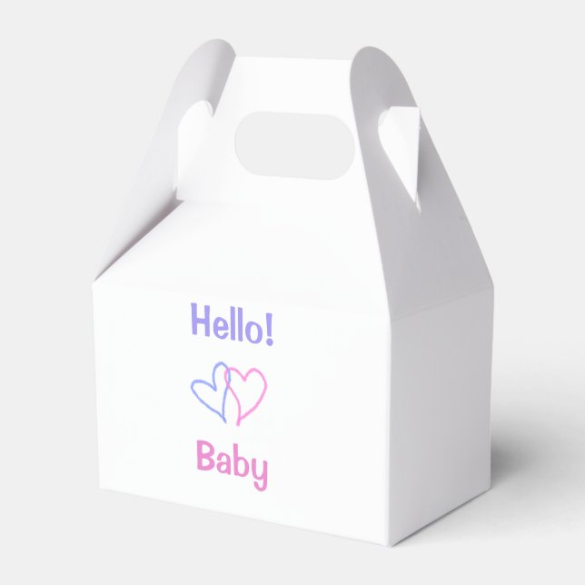 Hej baby rosa lila hjärta vattenfärg boho presentaskar (Framsidan Sidan)