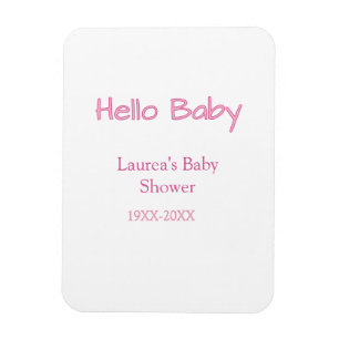 hej baby rosa pastell baby shower namn datum trend magnet