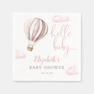 Hej Baby Rosa Varm Luftballong Baby Shower Pappersservett