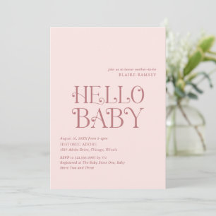 Hej Baby Rosé Modern Bebis Shower Inbjudningar