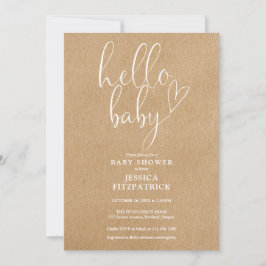 Hej Baby Rustic Kraft alla i en babyskabb Inbjudningar