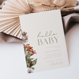 HEJ BABY | Sage & Ivory Modern Boho Baby Shower Inbjudningar